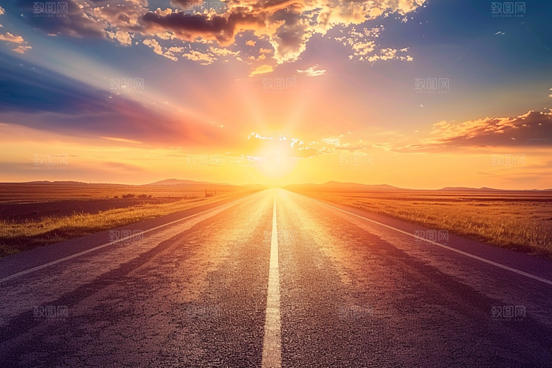 柏油马路高清地平线素材