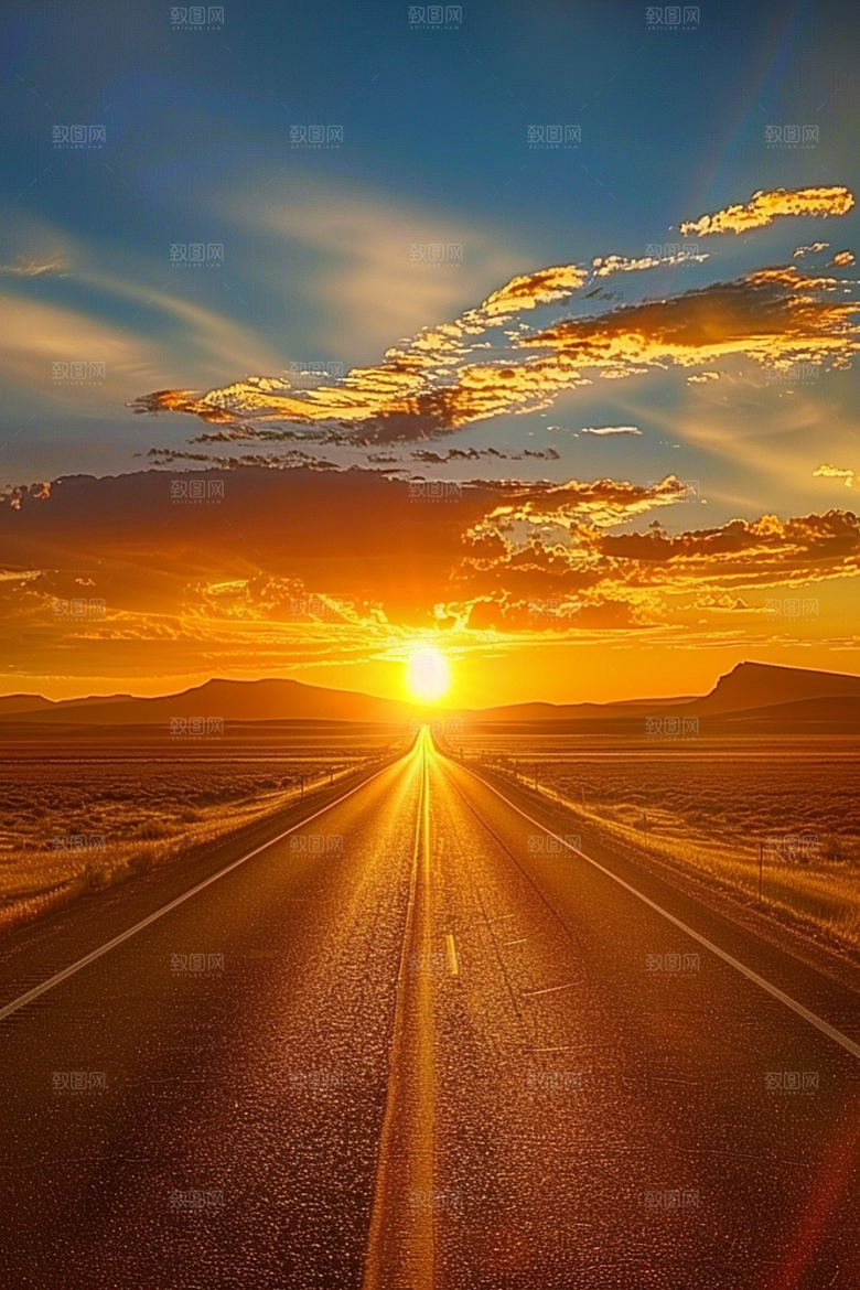 柏油马路道路场景素材