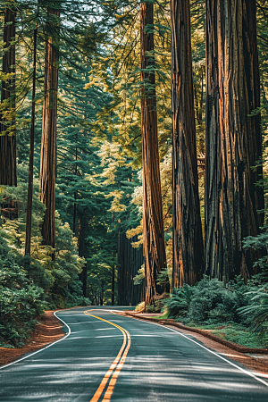 柏油马路自驾场景素材