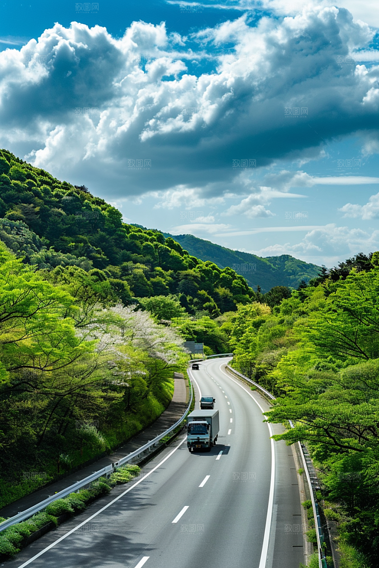 柏油马路地平线驾车素材