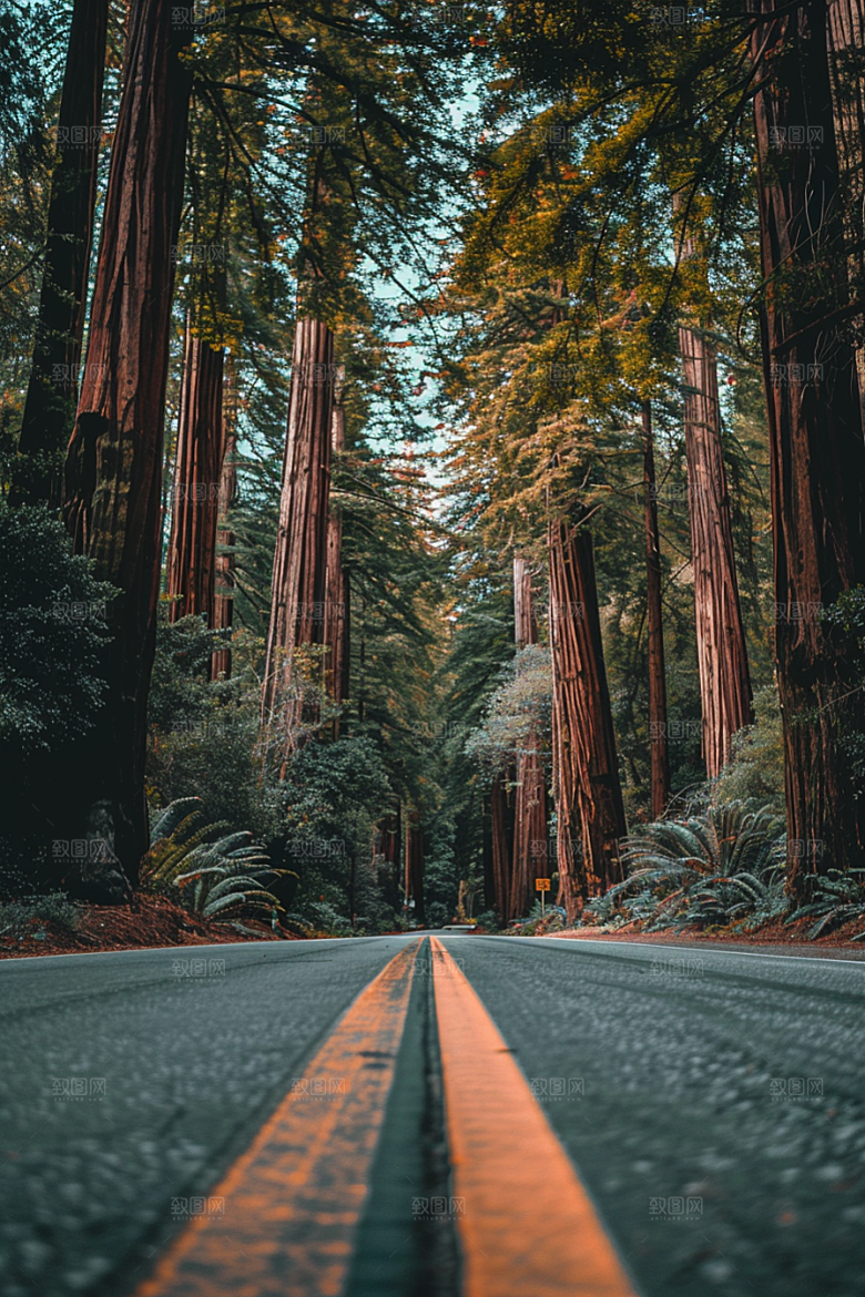 柏油马路自驾户外素材