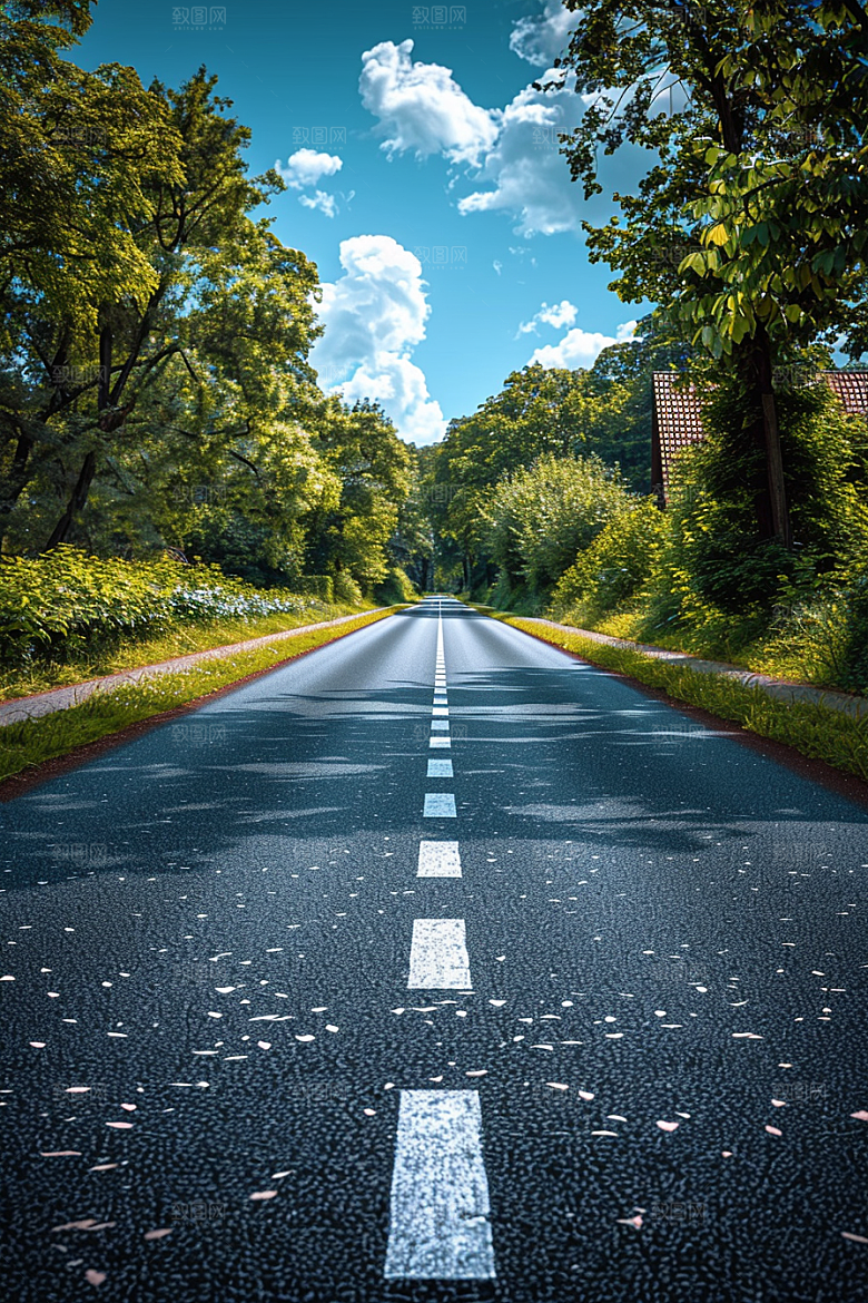 柏油马路延伸自驾素材