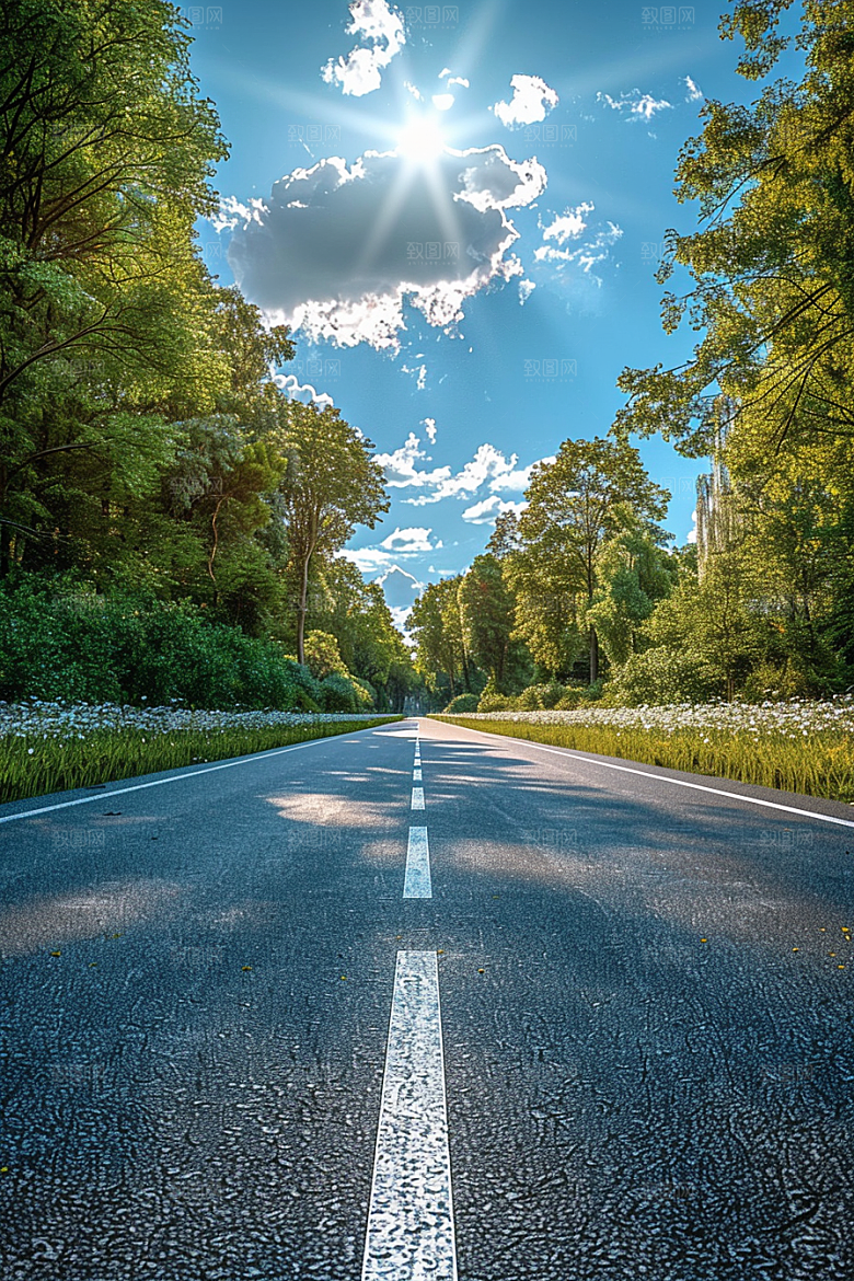 柏油马路延伸道路素材