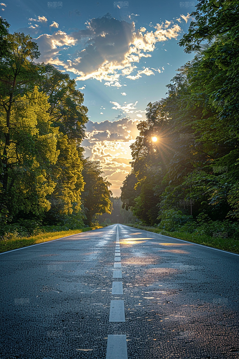 柏油马路沥青马路地平线素材