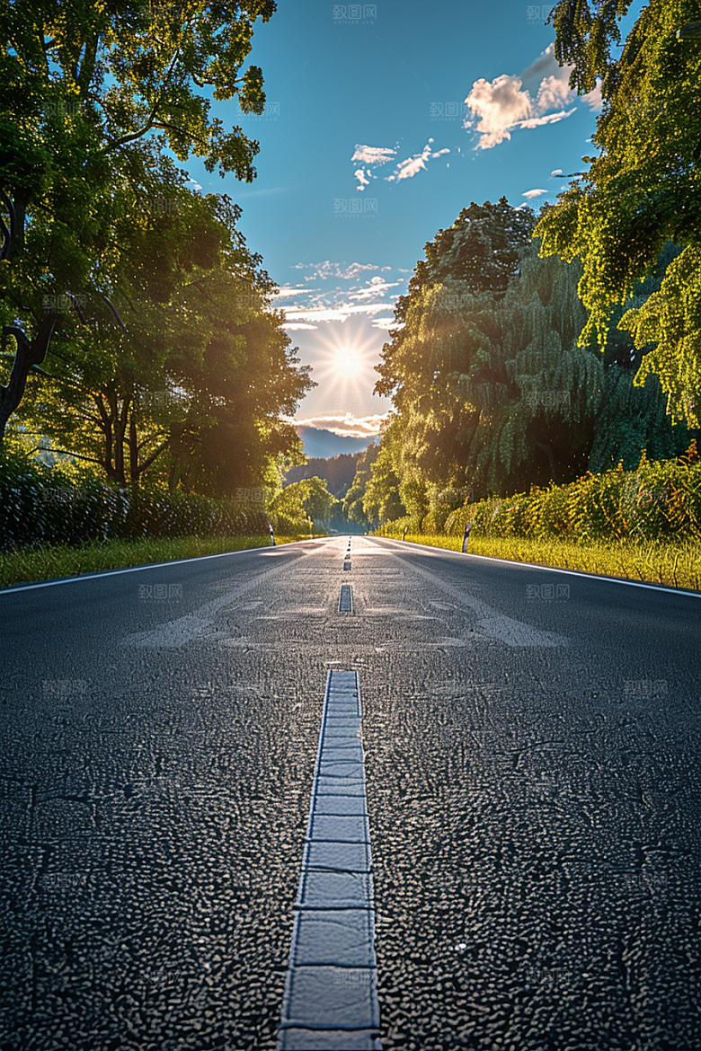 柏油马路场景驾车素材