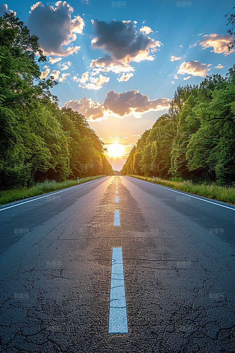 柏油马路道路场景素材