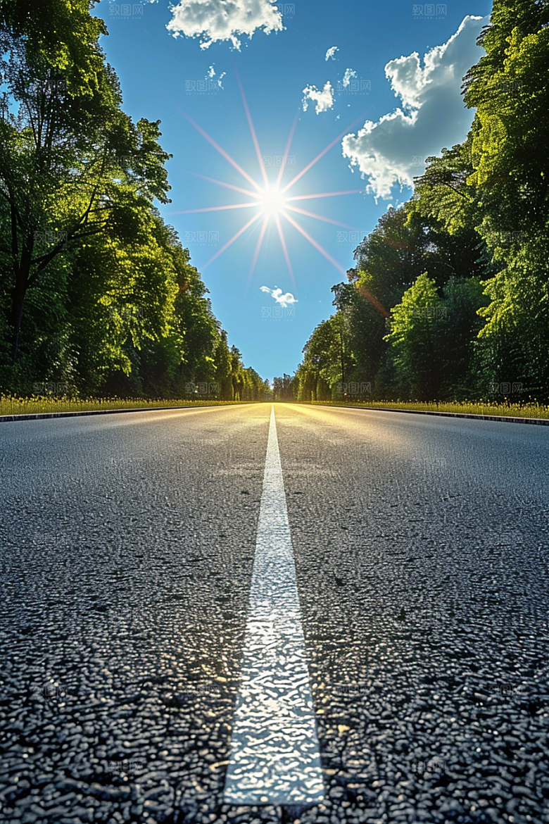 柏油马路场景地平线素材