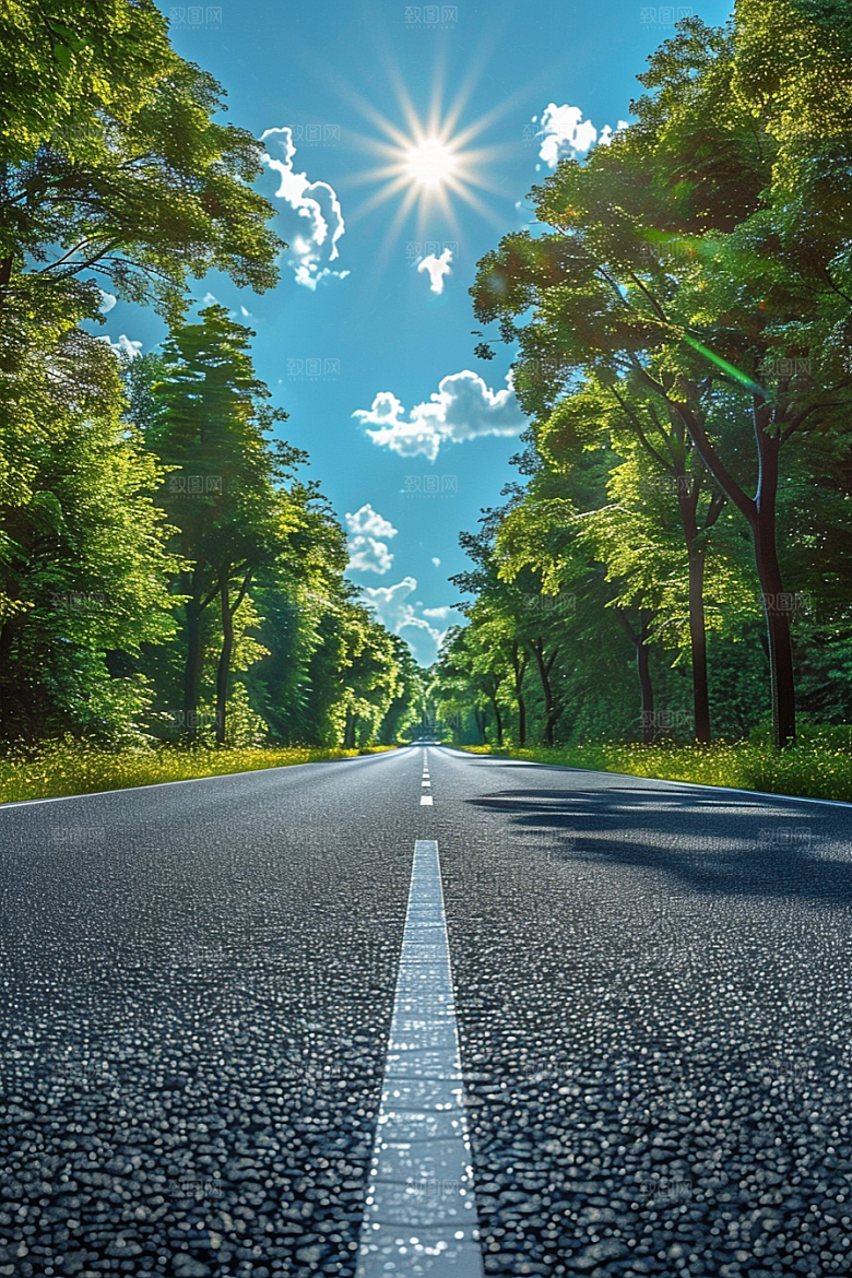 柏油马路延伸场景素材