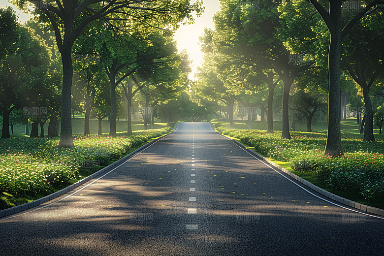 柏油马路场景户外素材
