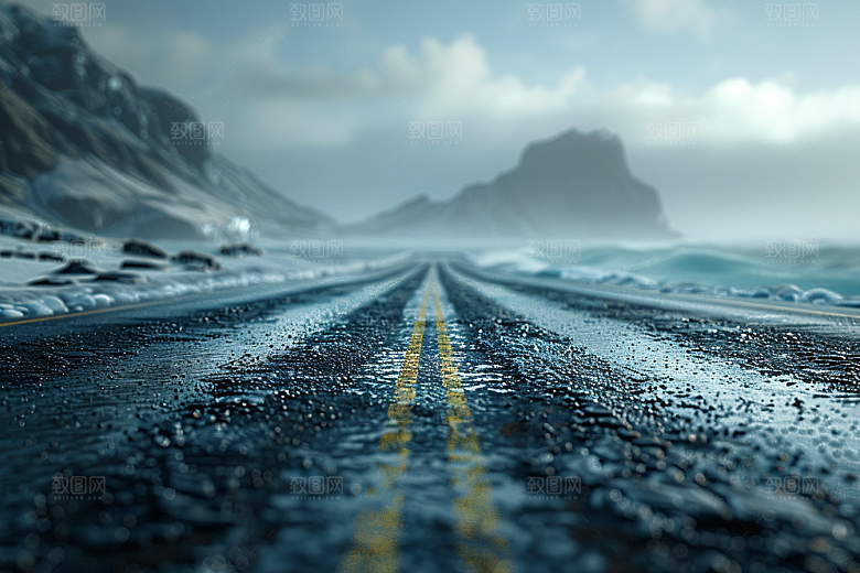 柏油马路场景高清素材
