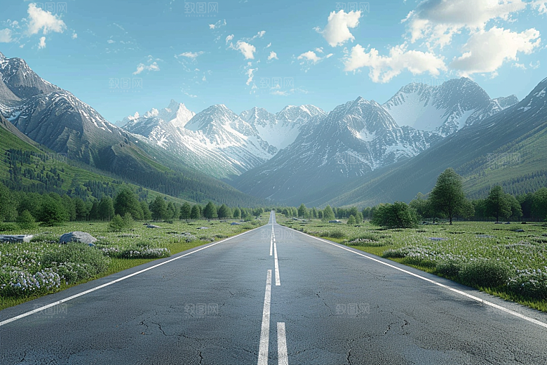 柏油马路地平线道路素材