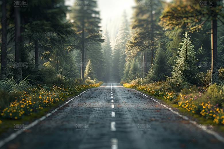 柏油马路自驾沥青马路素材
