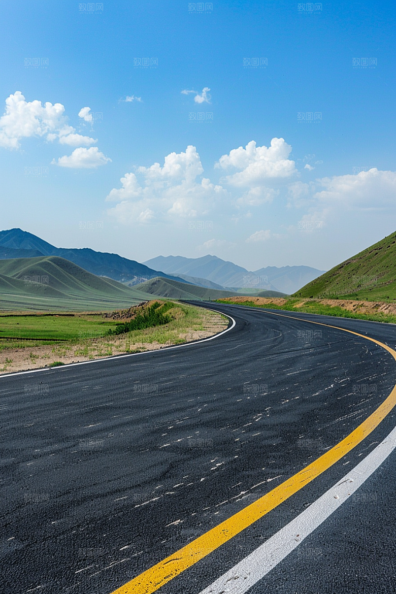 柏油马路自驾道路素材