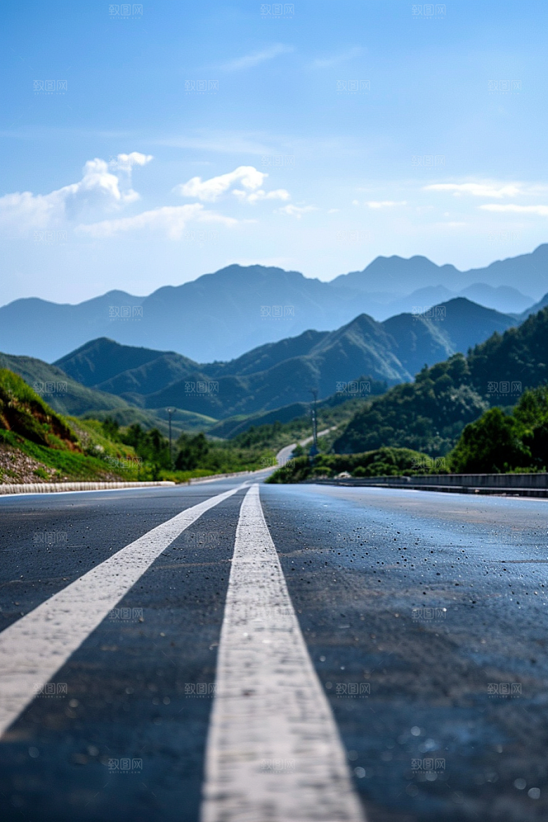 柏油马路驾车场景素材