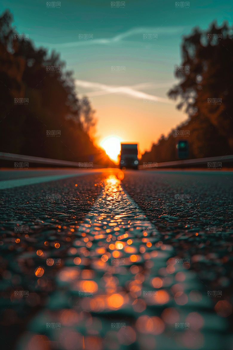 柏油马路延伸场景素材
