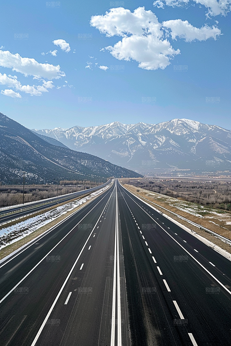 柏油马路场景户外素材