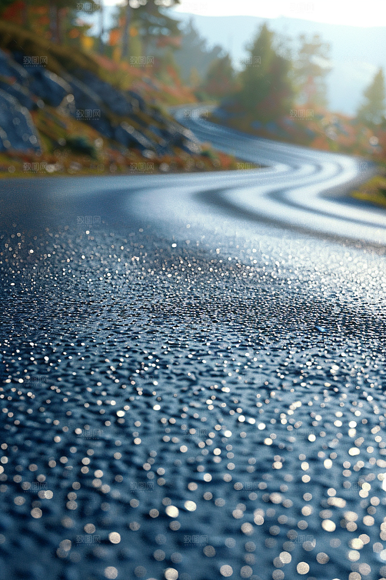 柏油马路延伸场景素材