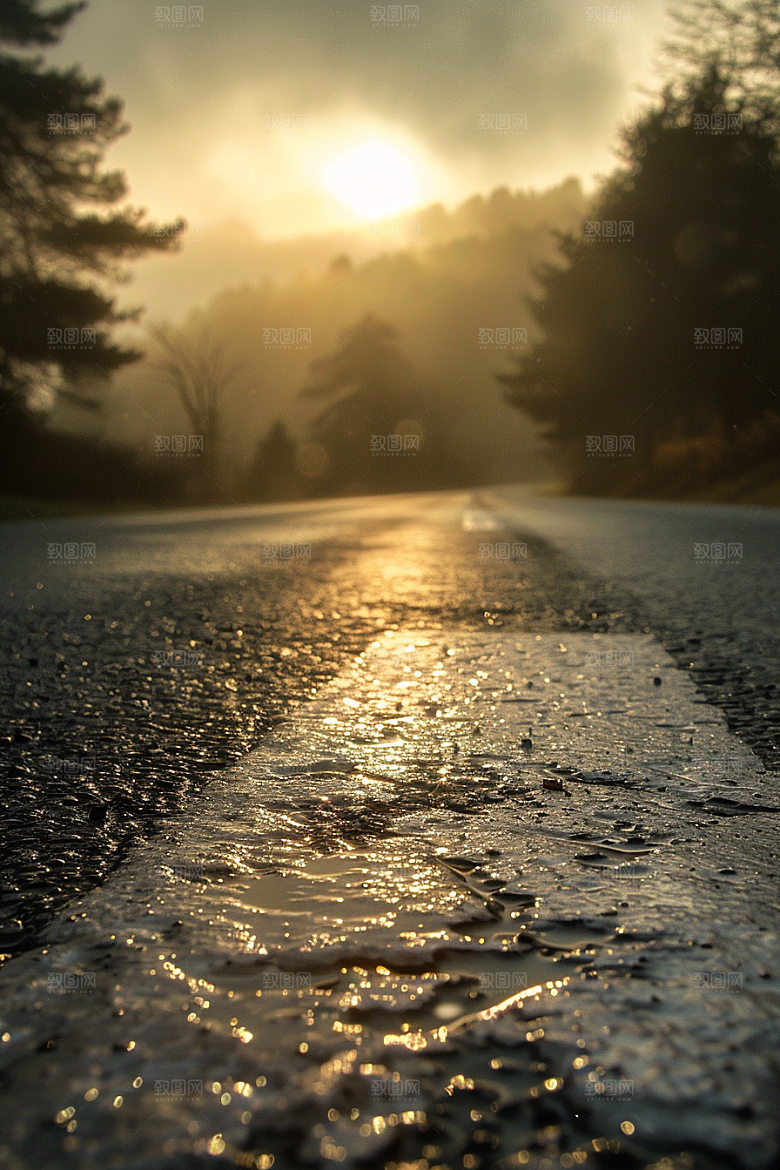 柏油马路自驾路面素材