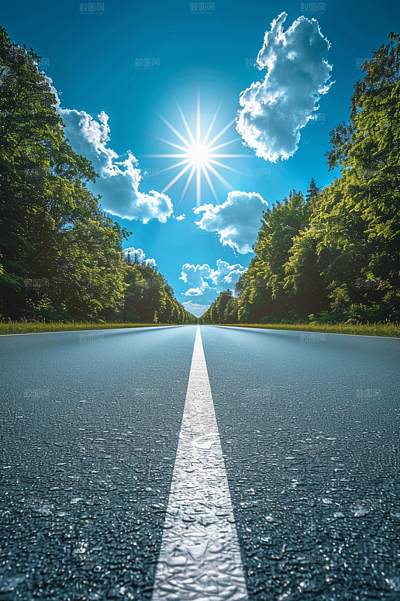 柏油马路地平线驾车素材