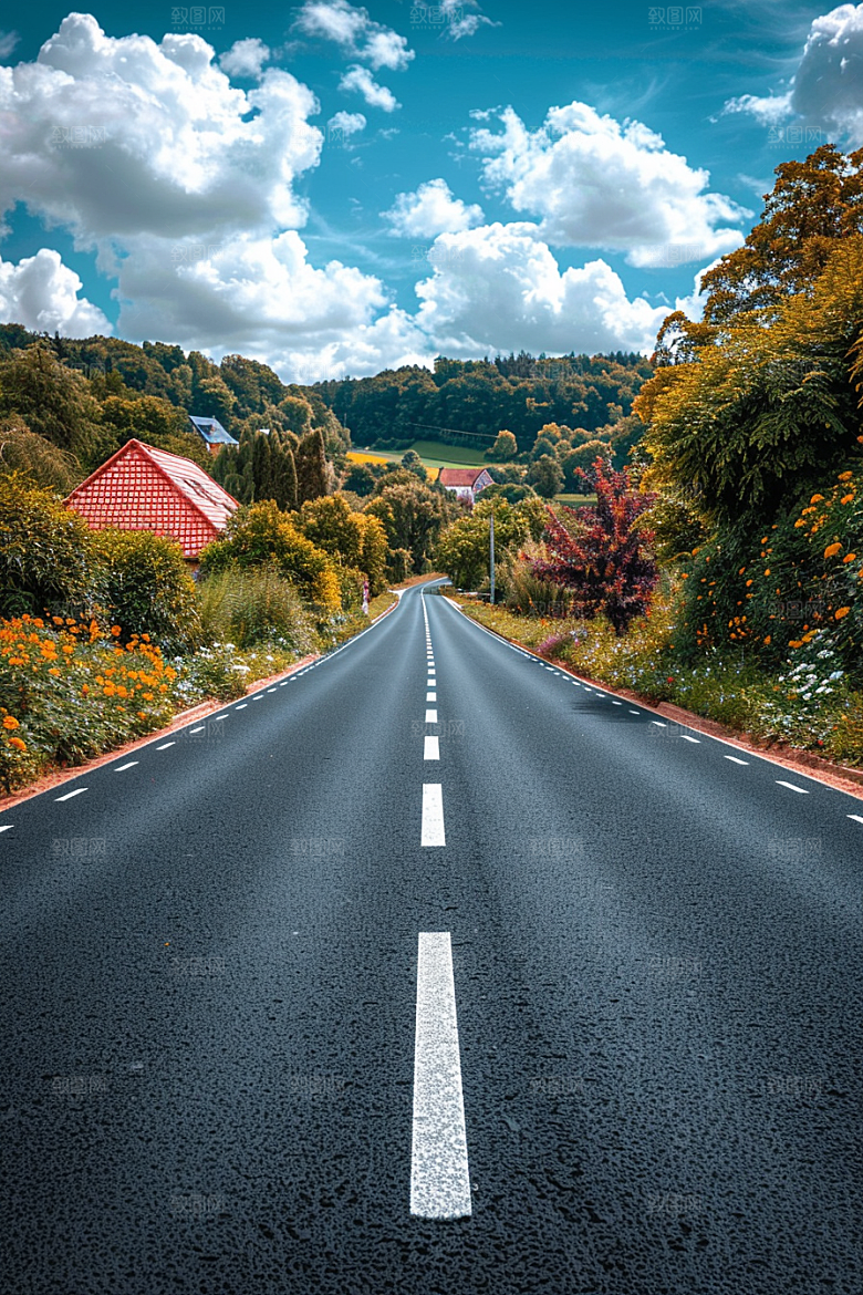 柏油马路地平线路面素材