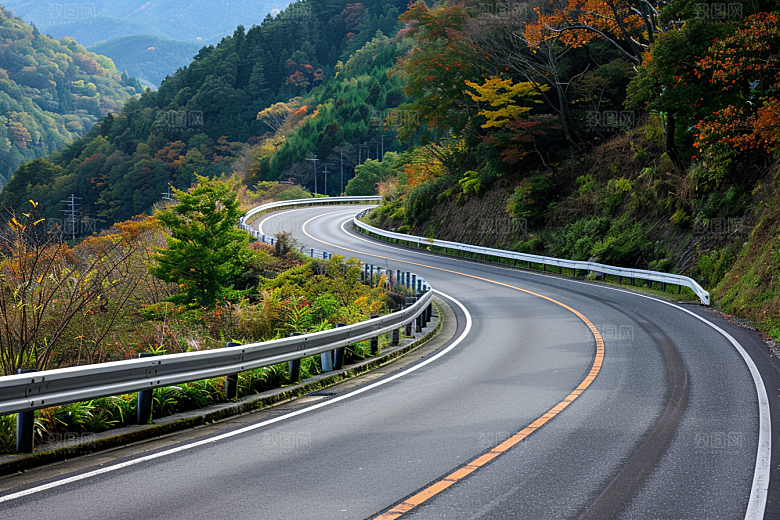 柏油马路延伸场景素材