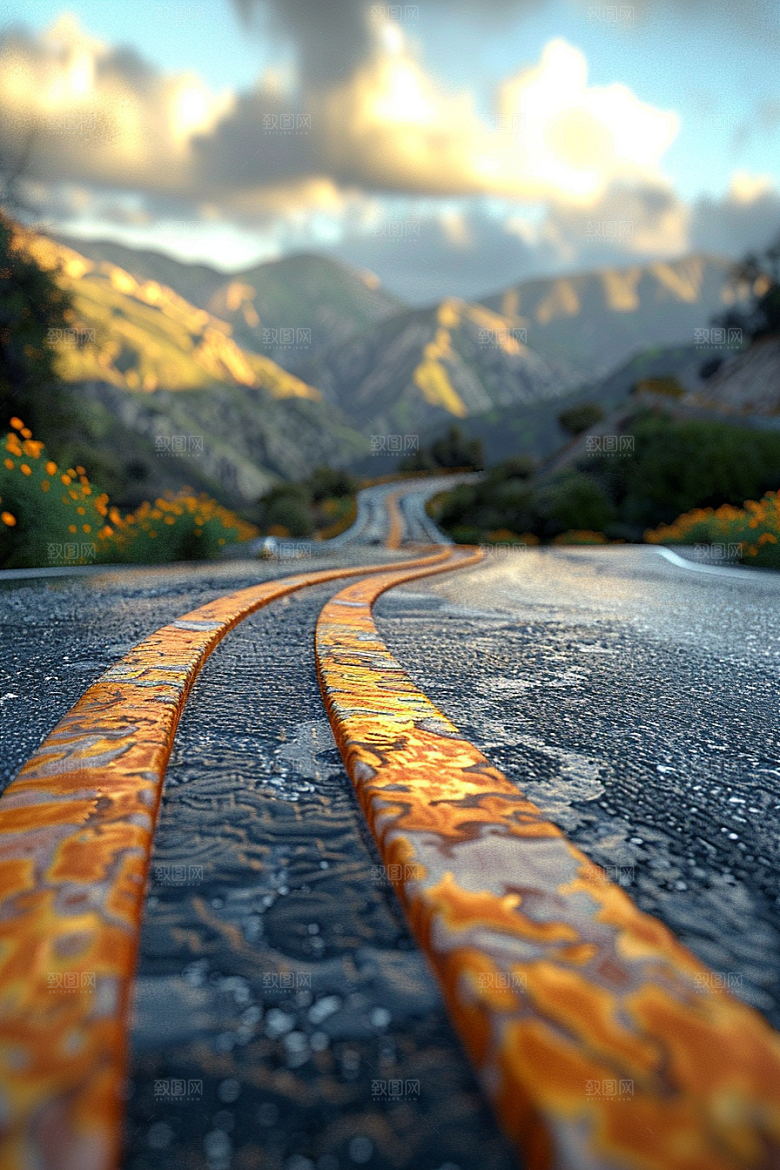 柏油马路自驾道路素材
