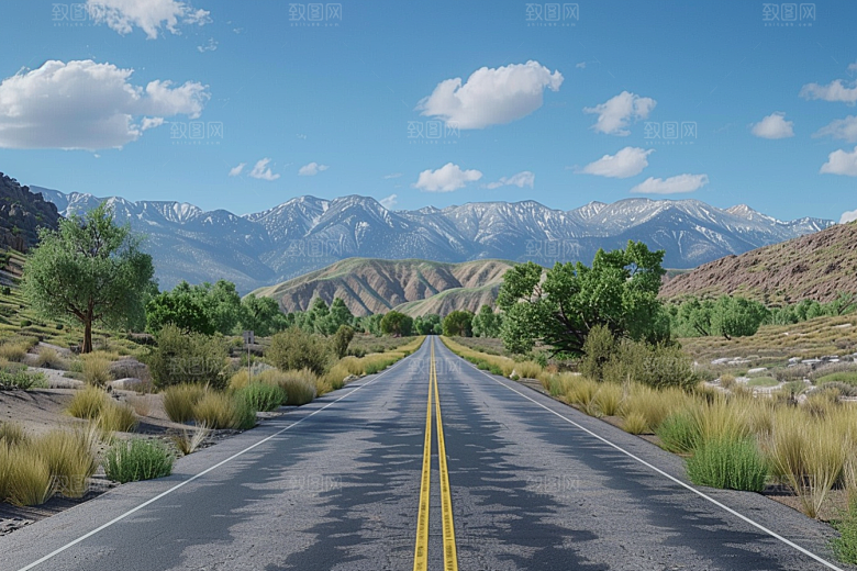 柏油马路自驾地平线素材