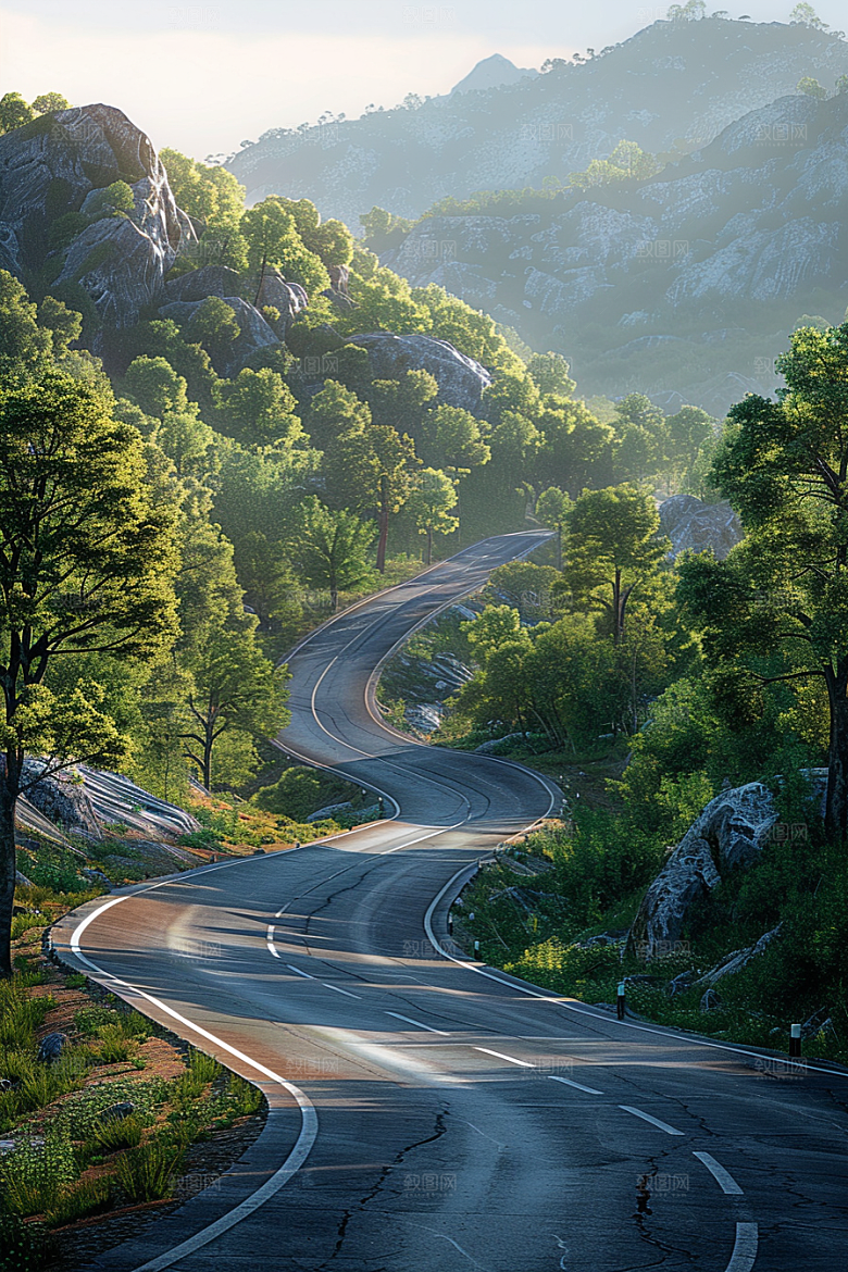 柏油马路道路场景素材