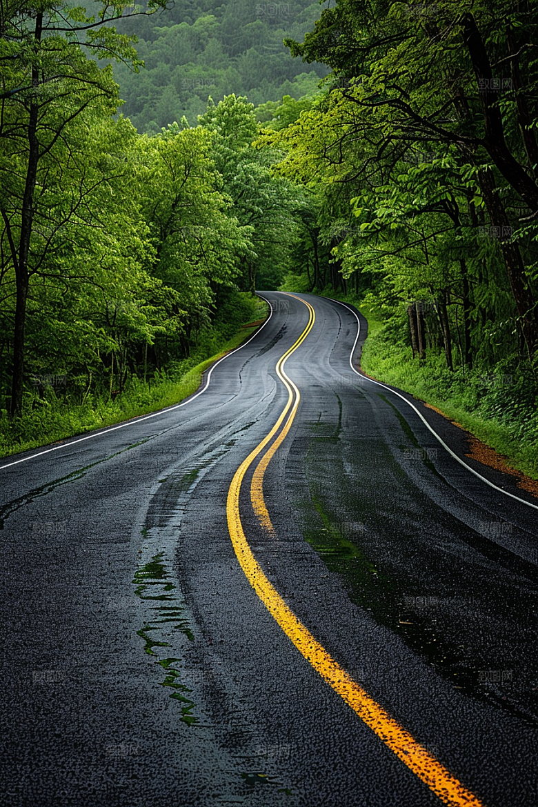 柏油马路自驾路面素材