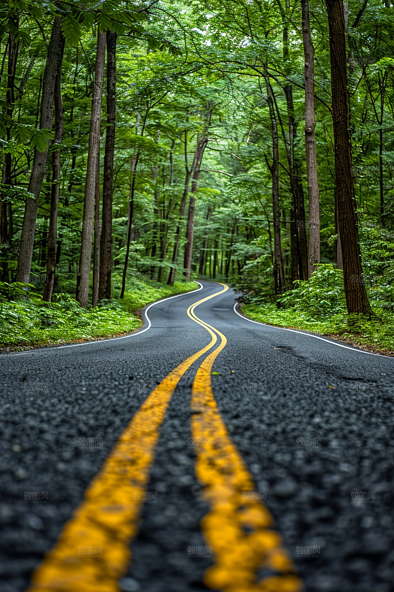 柏油马路自驾道路素材