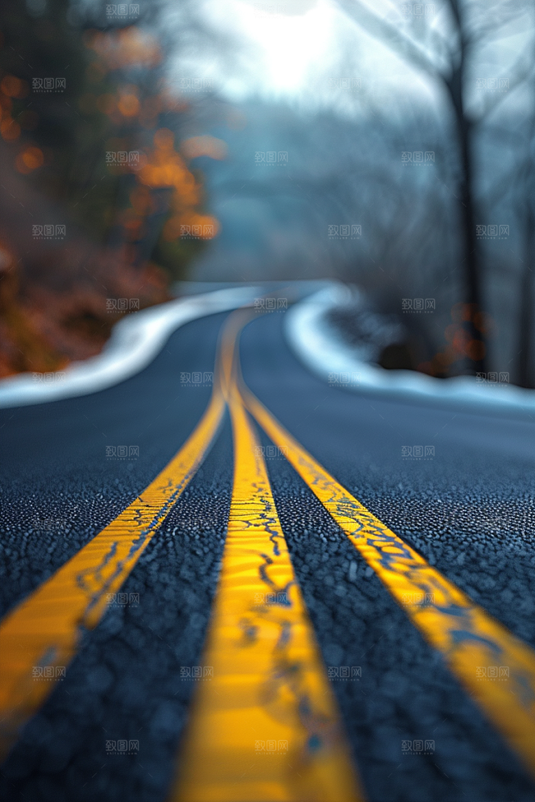 柏油马路沥青马路场景素材
