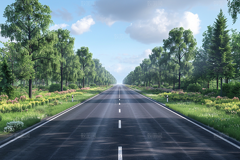柏油马路道路场景素材