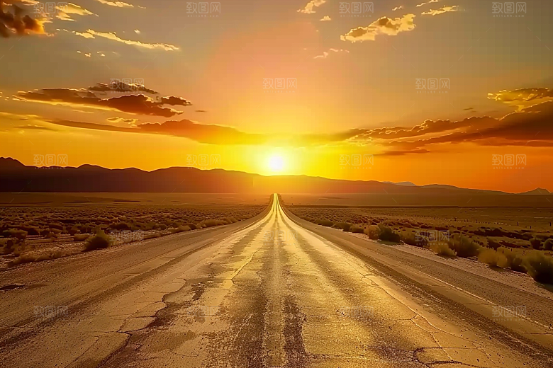 柏油马路地平线驾车素材