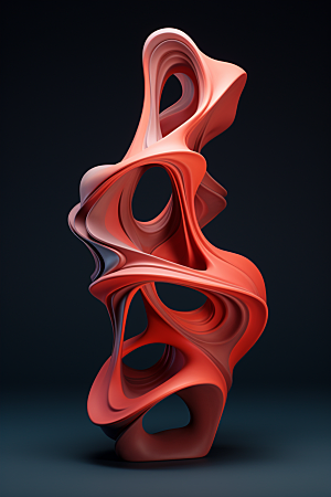 立体流体雕塑扭曲立体模型