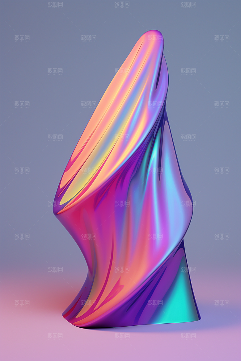 立体流体雕塑3D扭曲模型