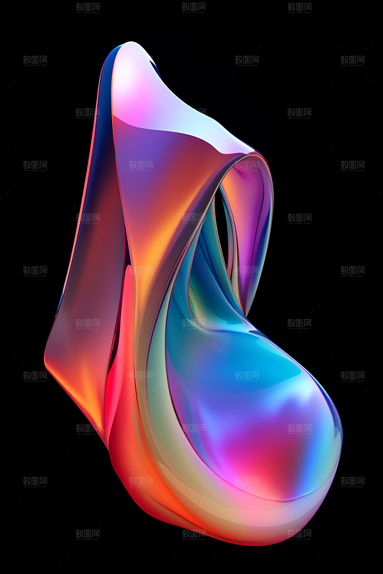立体流体雕塑3D渐变模型