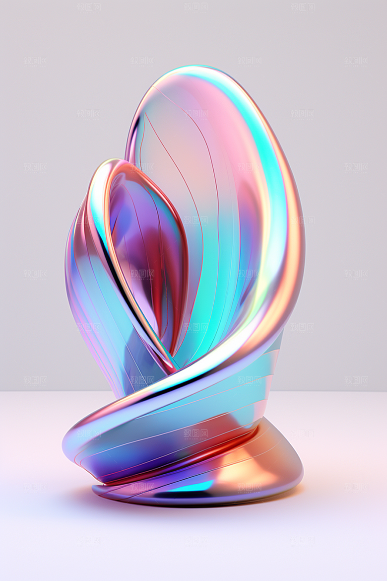 立体流体雕塑3D扭曲模型
