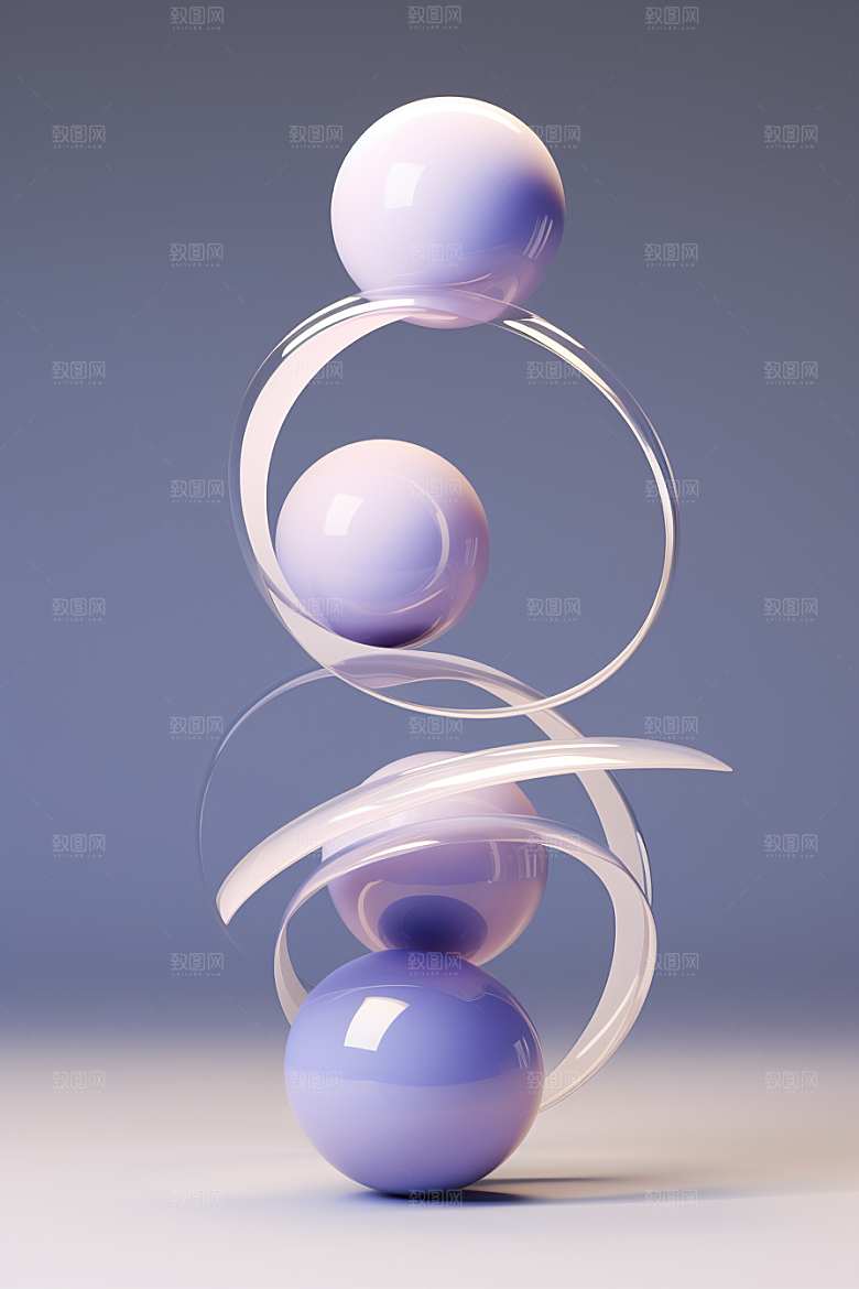 立体流体雕塑3D扭曲模型
