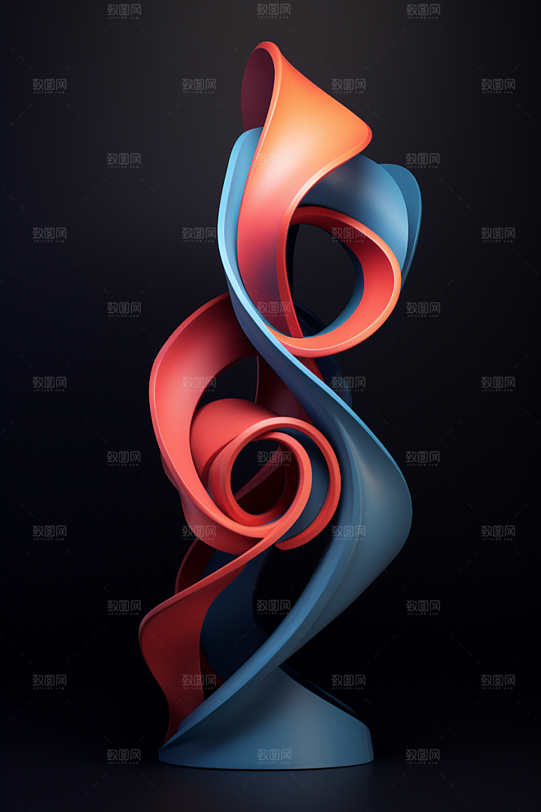 立体流体雕塑3D立体模型