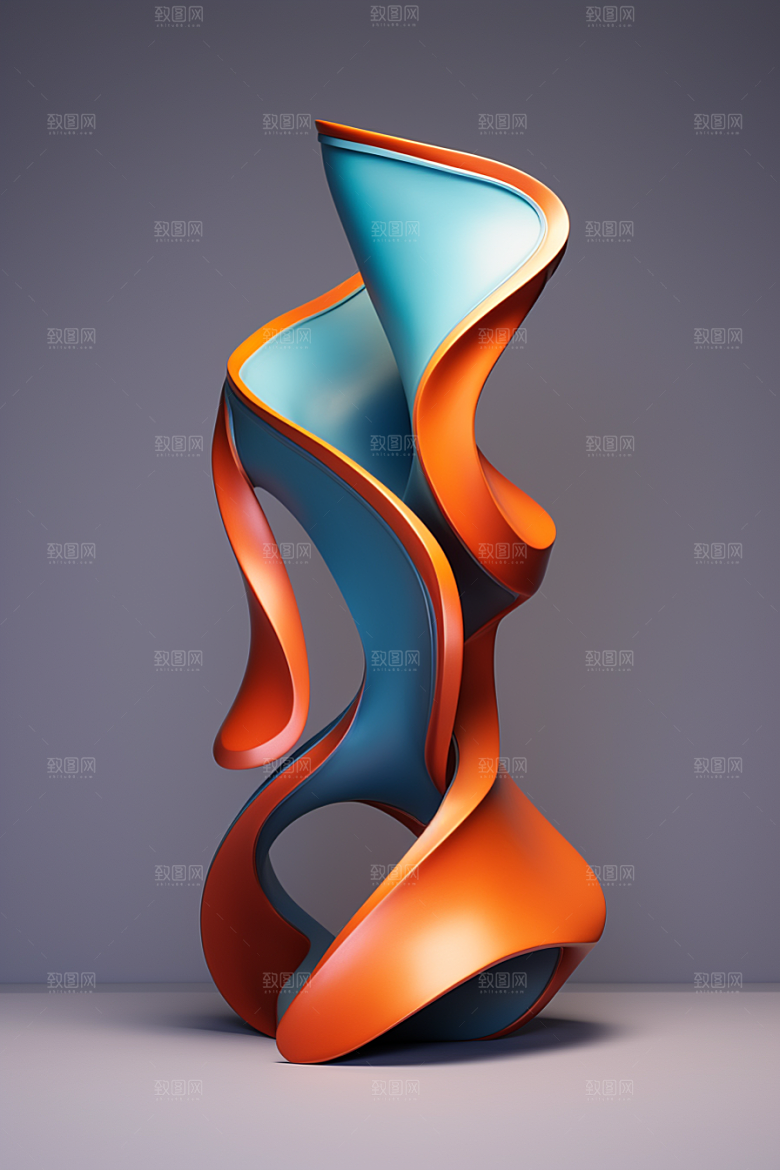 立体流体雕塑3D渐变模型
