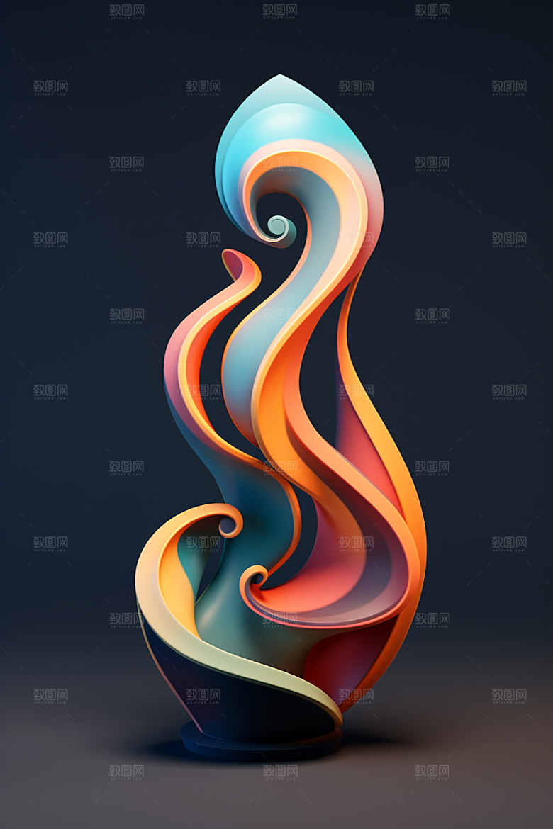立体流体雕塑立体3D模型