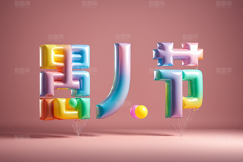 愚人节彩色立体艺术字