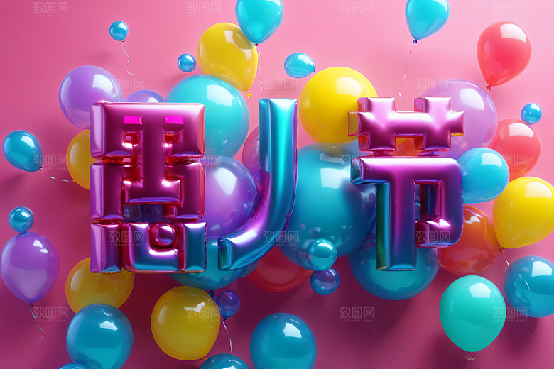 愚人节彩色3D艺术字