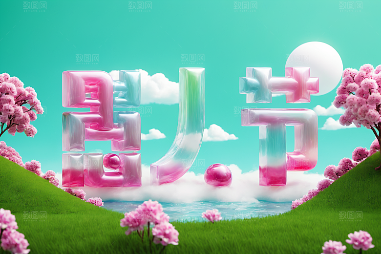 愚人节立体3D艺术字