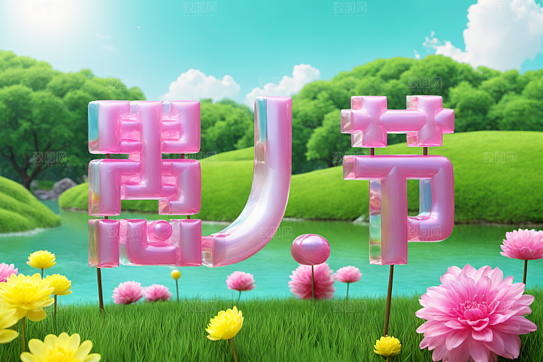 愚人节彩色立体艺术字