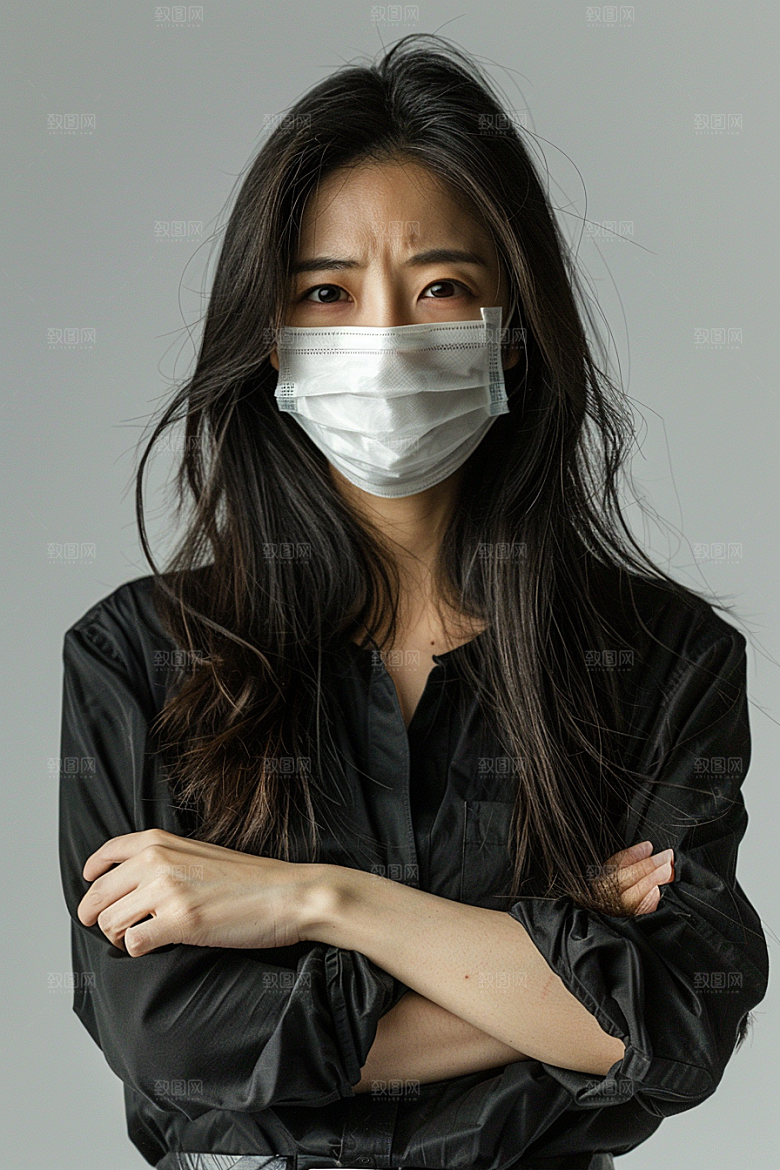 春季流感戴口罩发烧医疗摄影图