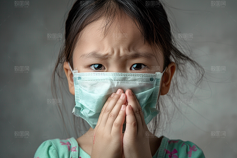 春季流感戴口罩感冒人物摄影图