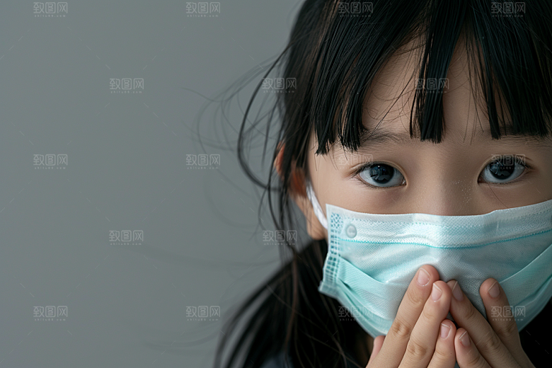 春季流感戴口罩人物传播摄影图