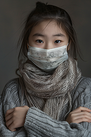 春季流感戴口罩人物医学摄影图