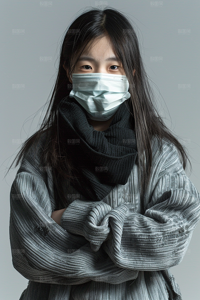 春季流感戴口罩病毒流行病摄影图